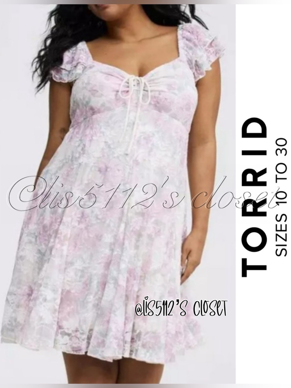 Torrid Floral Stretch Lace Godet Ruffle Mini Dress 2X 18 20